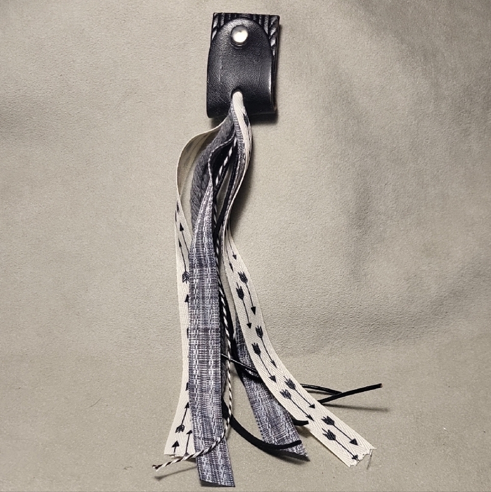 Stylish Black and White Leather Keychain
